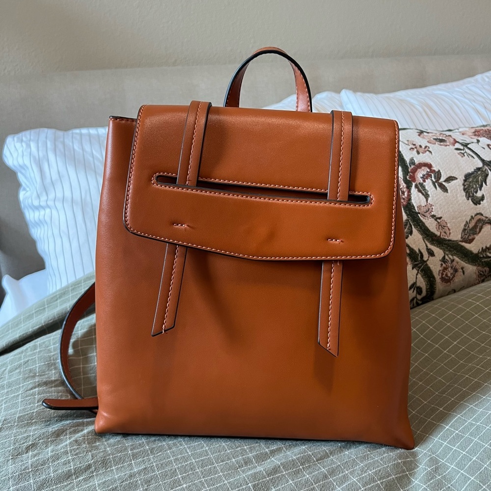 Brown Faux Leather Backpack Bag